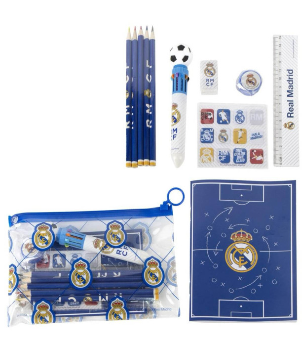 DRAWING BOOK + STUDENT SUPPLIES IN REAL MADRID PENCIL CASE Cerda