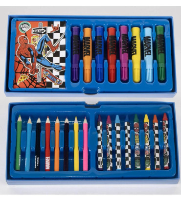 THREE-TIERED CASE WITH PENCILS, MARKERS, AND SPIDERMAN PAINTS Cerda