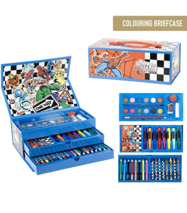 THREE-TIERED CASE WITH PENCILS, MARKERS, AND SPIDERMAN PAINTS Cerda