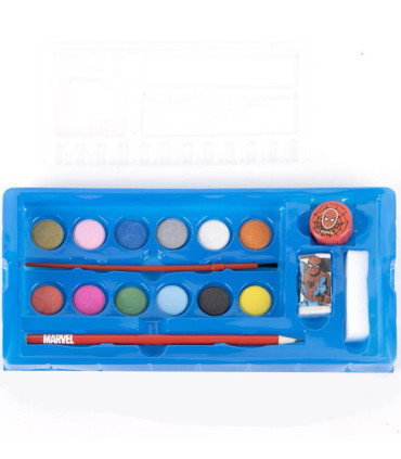 THREE-TIERED CASE WITH PENCILS, MARKERS, AND SPIDERMAN PAINTS Cerda