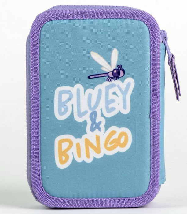 BLUEY PENCIL CASE WITH 2 ZIPPERS AND STUDENT SUPPLIES Cerda