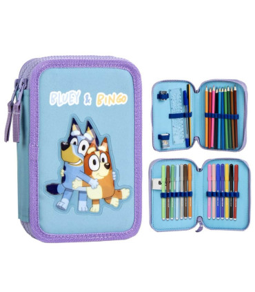 BLUEY PENCIL CASE WITH 2 ZIPPERS AND STUDENT SUPPLIES Cerda