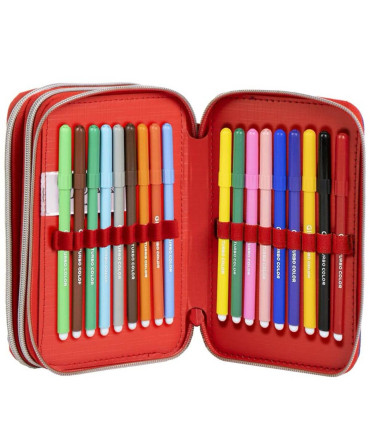SPIDERMAN PENCIL CASE WITH 3 ZIPPERS AND STUDENT SUPPLIES Cerda