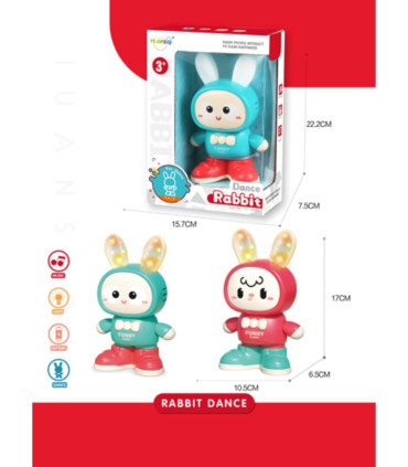 DANCING RABBIT WITH GLOWING EARS IN A BOX Armtoys