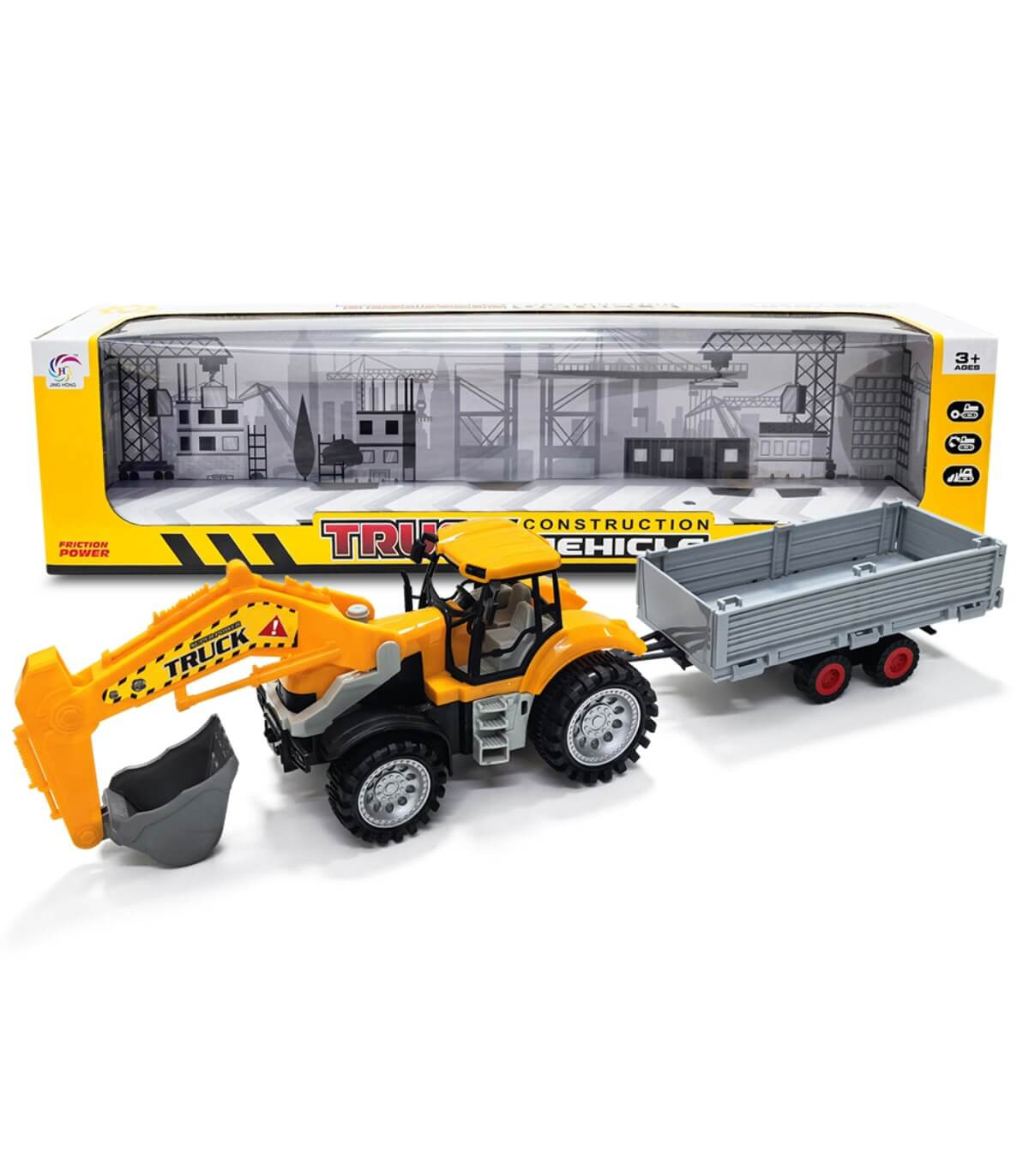 CHILDREN'S TRACTOR WITH LOADER AND TRAILER IN BOX Armtoys