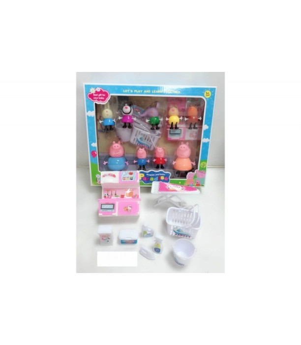 9 PIGS WITH KITCHEN AND ACCESSORIES IN A BOX - Heroes