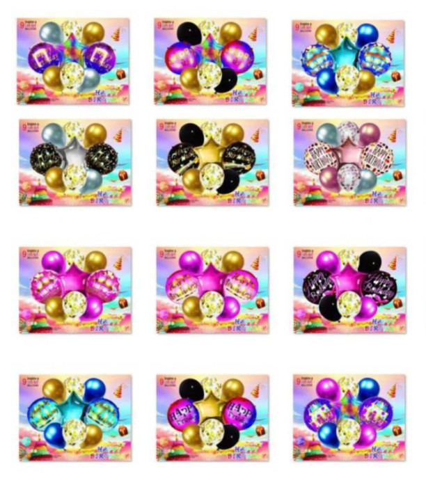 FOIL BALLOONS HAPPY BIRTHDAY 9 PCS. Armtoys