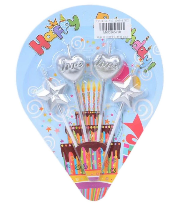 CANDLES HAPPY BIRTHDAY 4 PCS. ON CARD Armtoys