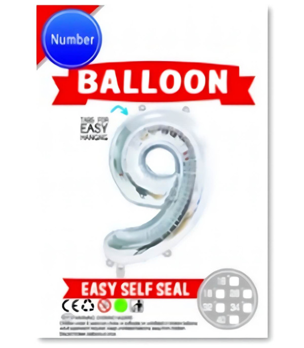 FOIL BALLOON NUMBER 0-9 SILVER/GOLD 65 CM Armtoys