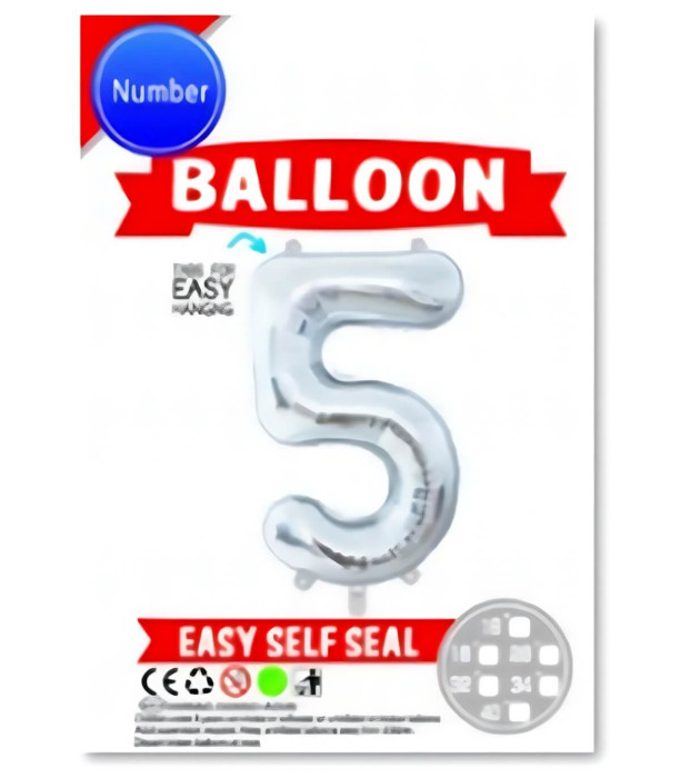 FOIL BALLOON NUMBER 0-9 SILVER/GOLD 65 CM Armtoys