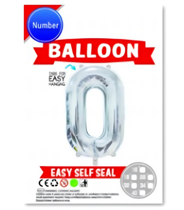 FOIL BALLOON NUMBER 0-9 SILVER/GOLD 65 CM Armtoys