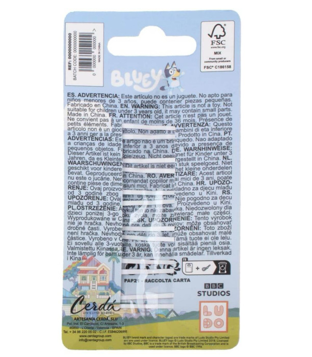 ΦΙΜΠΙ ΓΙΑ ΜΑΛΛΙΑ 6 ΤΕΜ. ΣΕ ΧΑΡΤΟΝΙ BLUEY Cerda