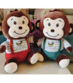 PLUSH MONKEY WITH OVERALLS 30 CM 2 COLORS