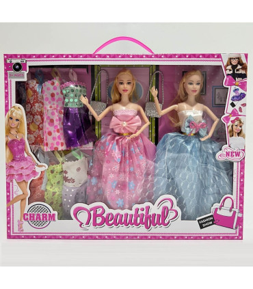 2 DOLLS WITH CLOTHES IN A BOX Armtoys