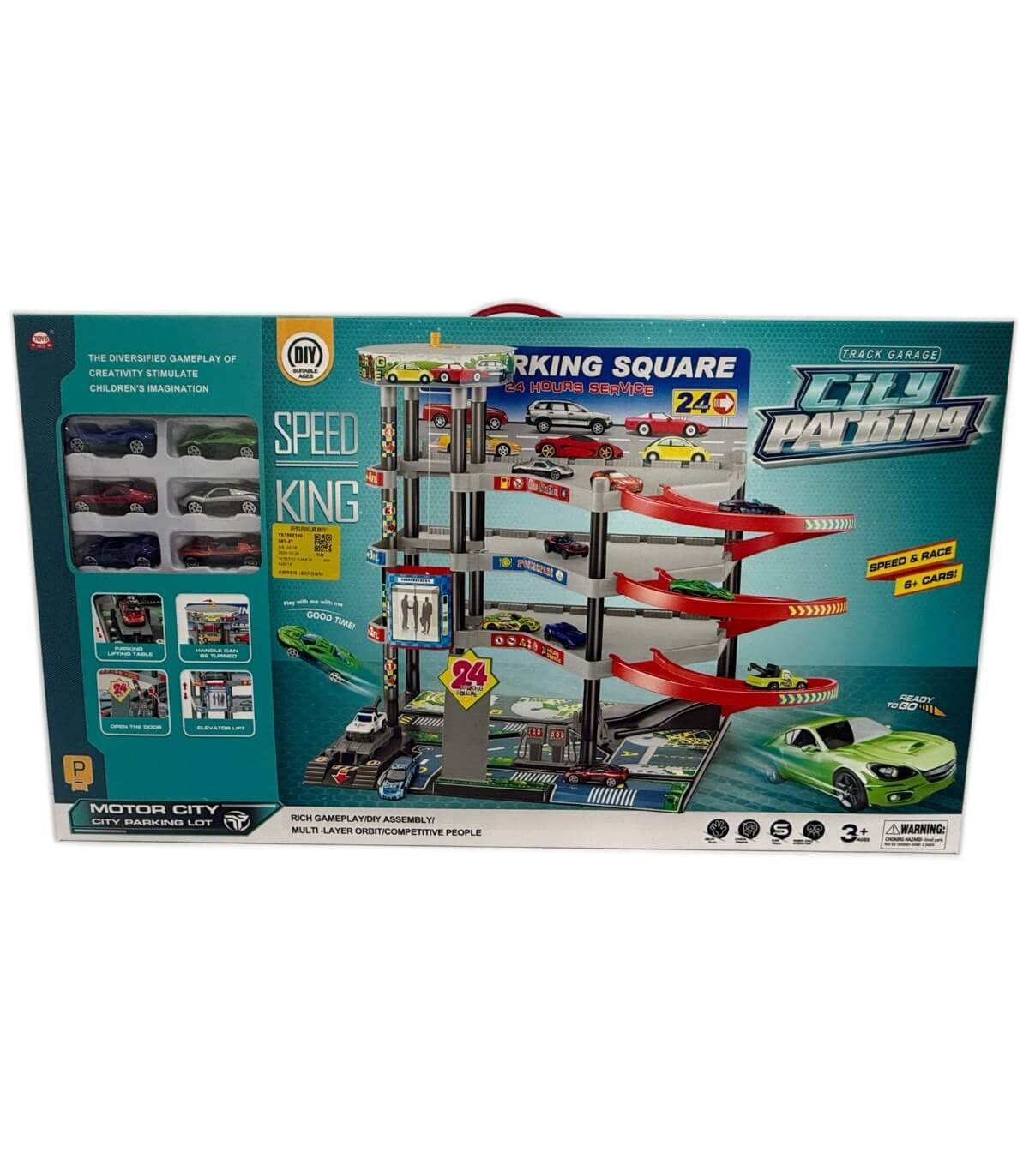 CHILDREN'S HUGE PARKING LOT WITH ELEVATOR AND 6 METAL CARS Armtoys