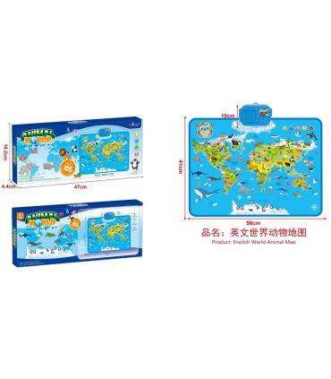 CHILDREN'S INTERACTIVE WORLD MAP RUG WITH ANIMALS Armtoys