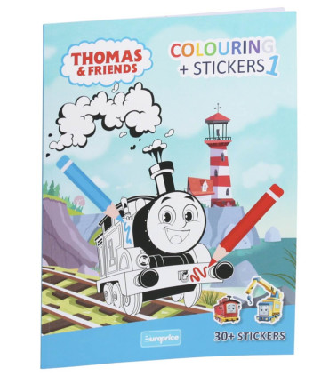 COLORING BOOK + STICKERS 32 PAGES THOMAS 4 TYPES Europrice