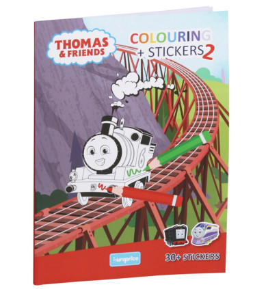 COLORING BOOK + STICKERS 32 PAGES THOMAS 4 TYPES Europrice
