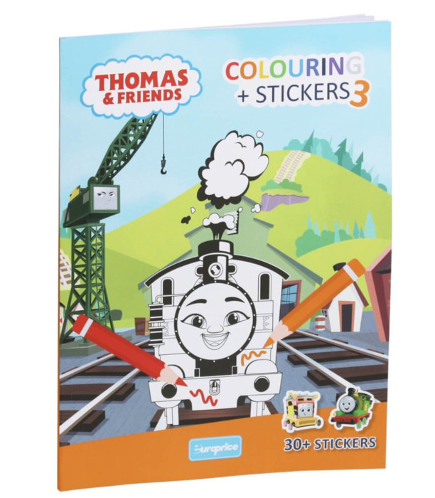 COLORING BOOK + STICKERS 32 PAGES THOMAS 4 TYPES Europrice