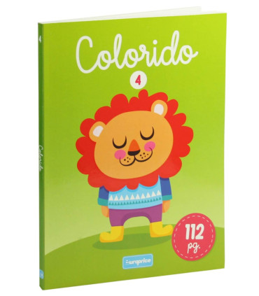 COLORING BOOK 112 PAGES COLORFUL ANIMALS 4 TYPES Europrice