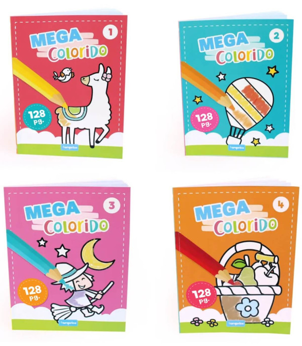COLORING BOOK 128 PAGES MEGA COLORFUL 4 TYPES Europrice