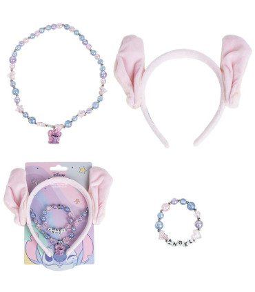 TIARA WITH EARS, BRACELET AND STITCH NECKLACE PINK Cerda
