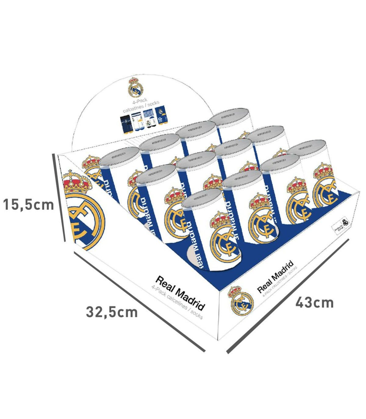 ΠΑΙΔΙΚΕΣ ΚΑΛΤΣΕΣ 4 ΖΕΥΓΑΡΙΑ ΣΕ ΒΑΖΟ 27-38 REAL MADRID Cerda